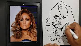 How to draw caricature of jennifer lopez