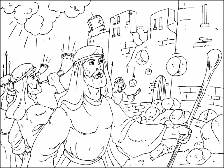 Joshua at the walls of jericho coloring page