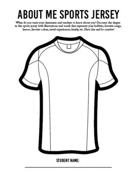 About me sports jersey coloring page printable identity activity