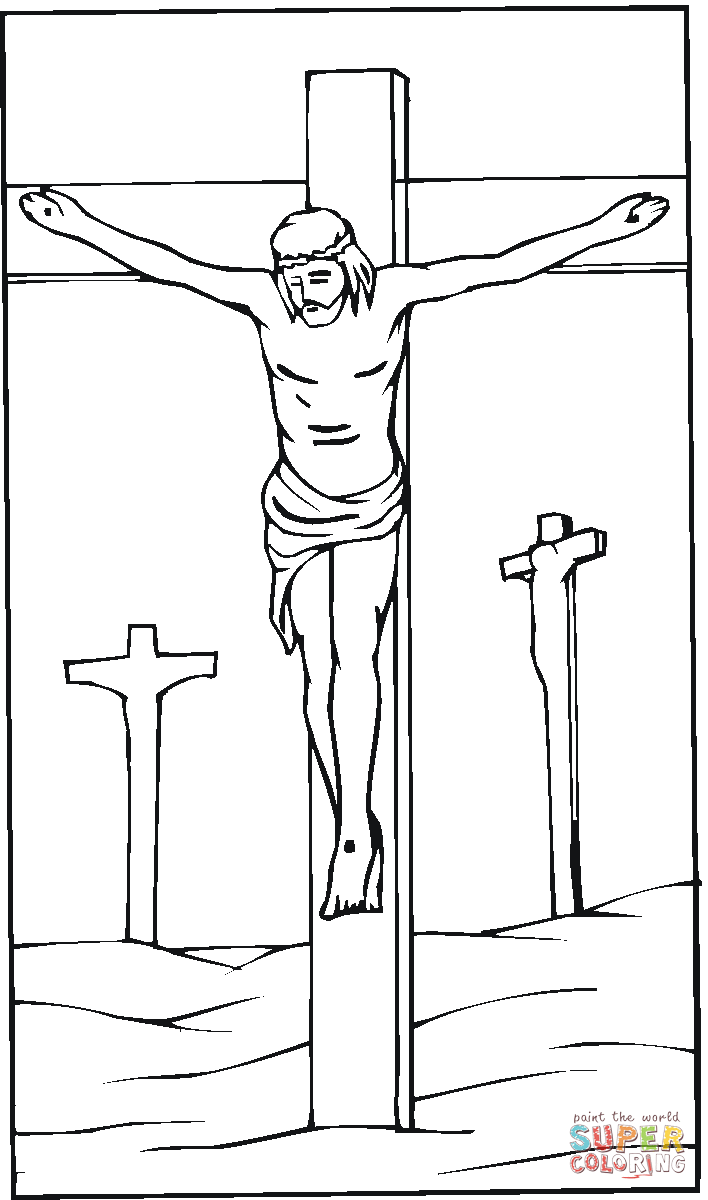 Jesus crucified on the cross coloring page free printable coloring pages