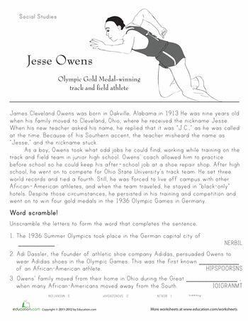 Historical heroes jesse owens worksheet education jesse owens historical heroes black history month writing