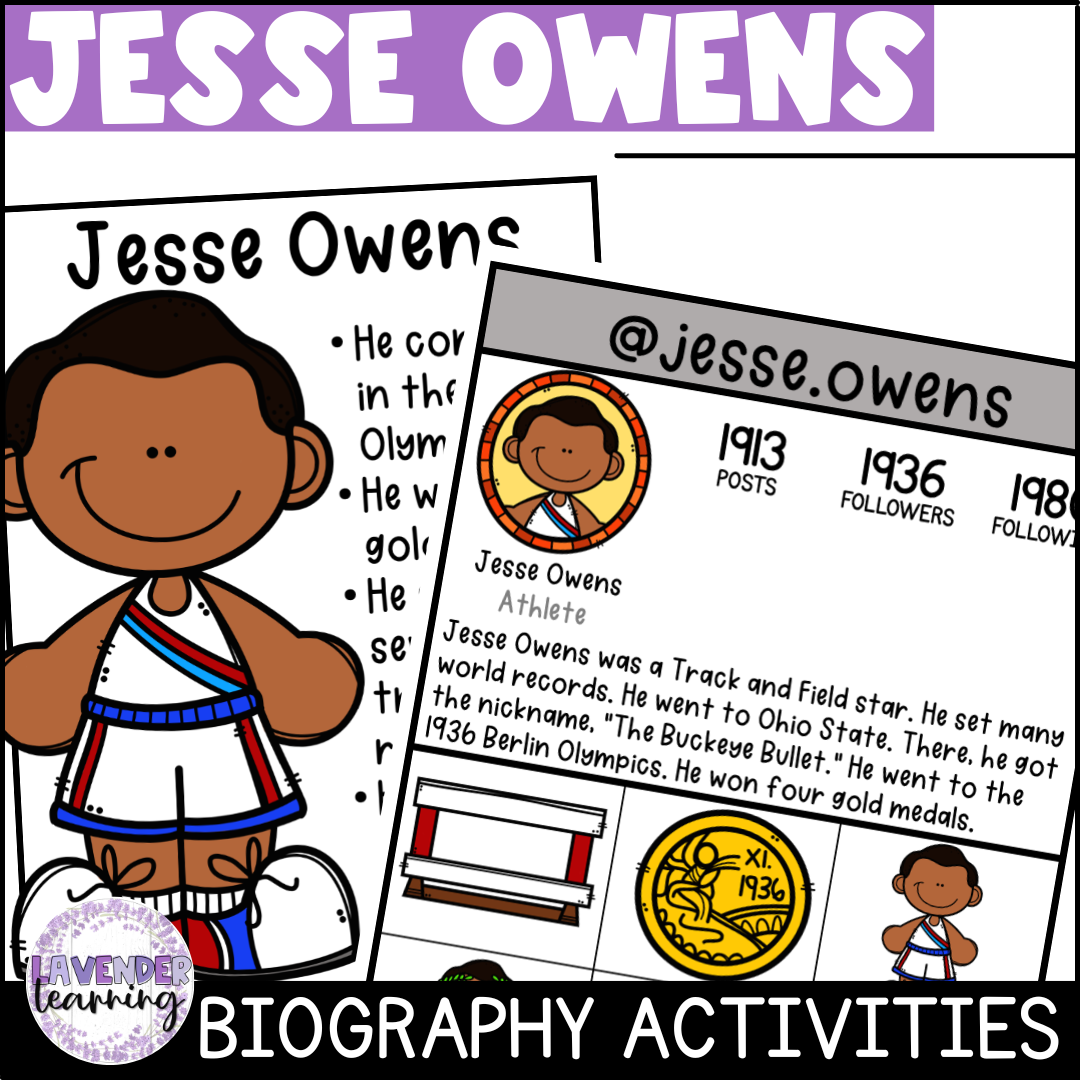 Jesse owens biography activities report flip book