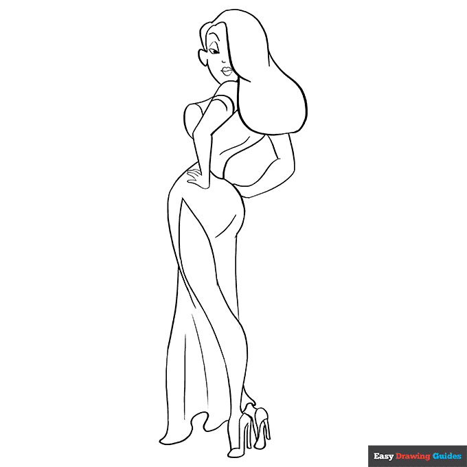 Jessica rabbit coloring page easy drawing guides