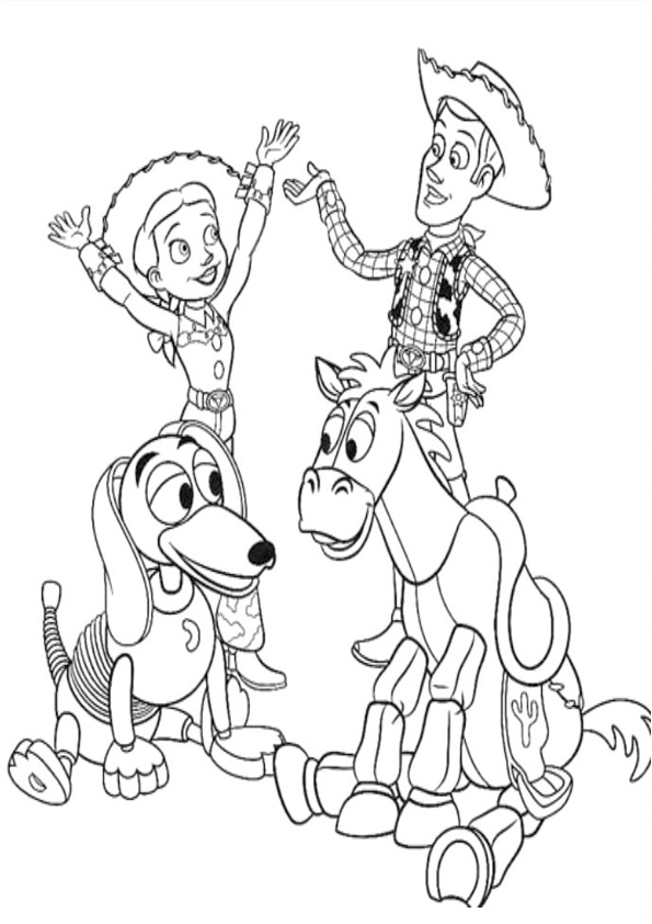 Coloring pages toy story woody and jessie with friends coloring pages