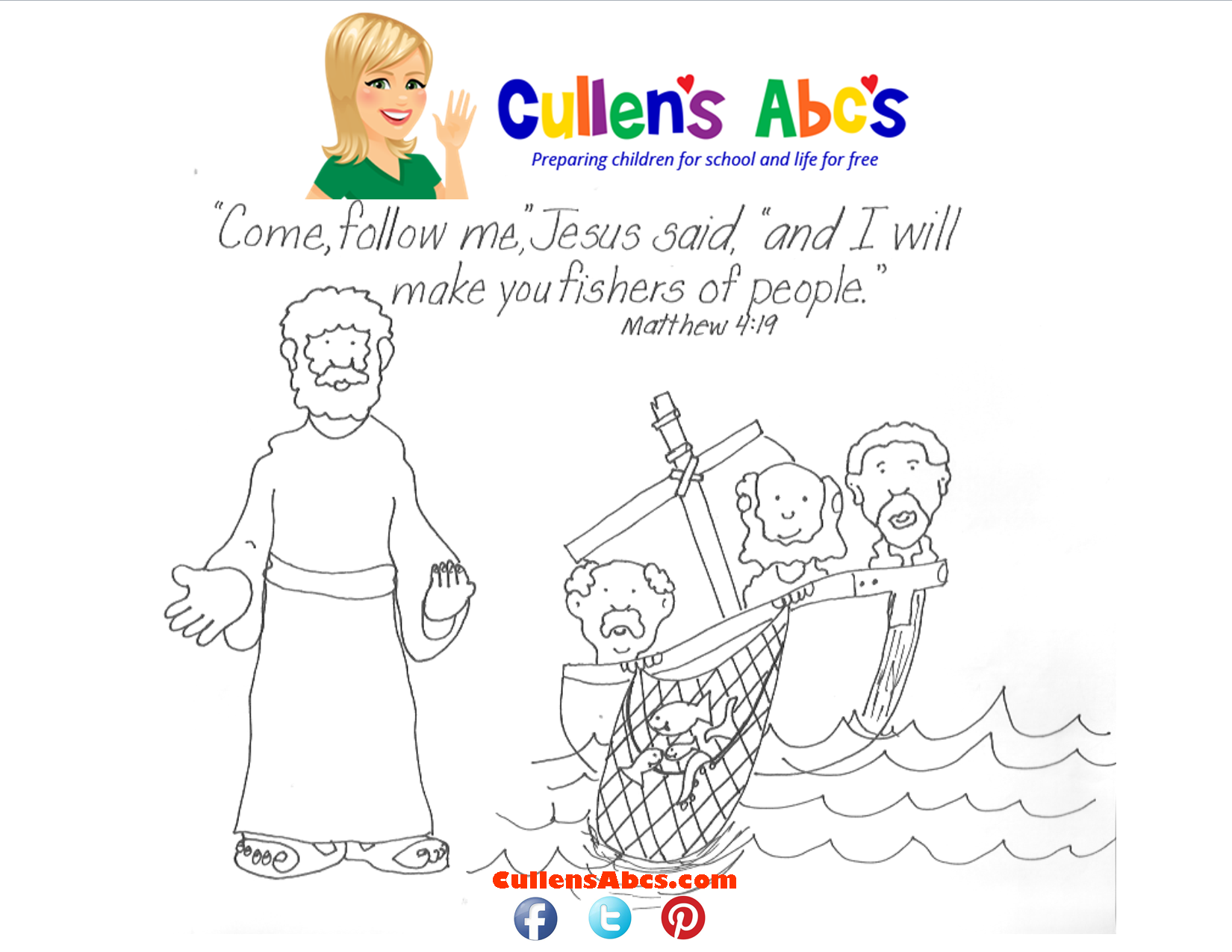 Bible key point coloring page jesus chooses his disciples free childrens videos activities