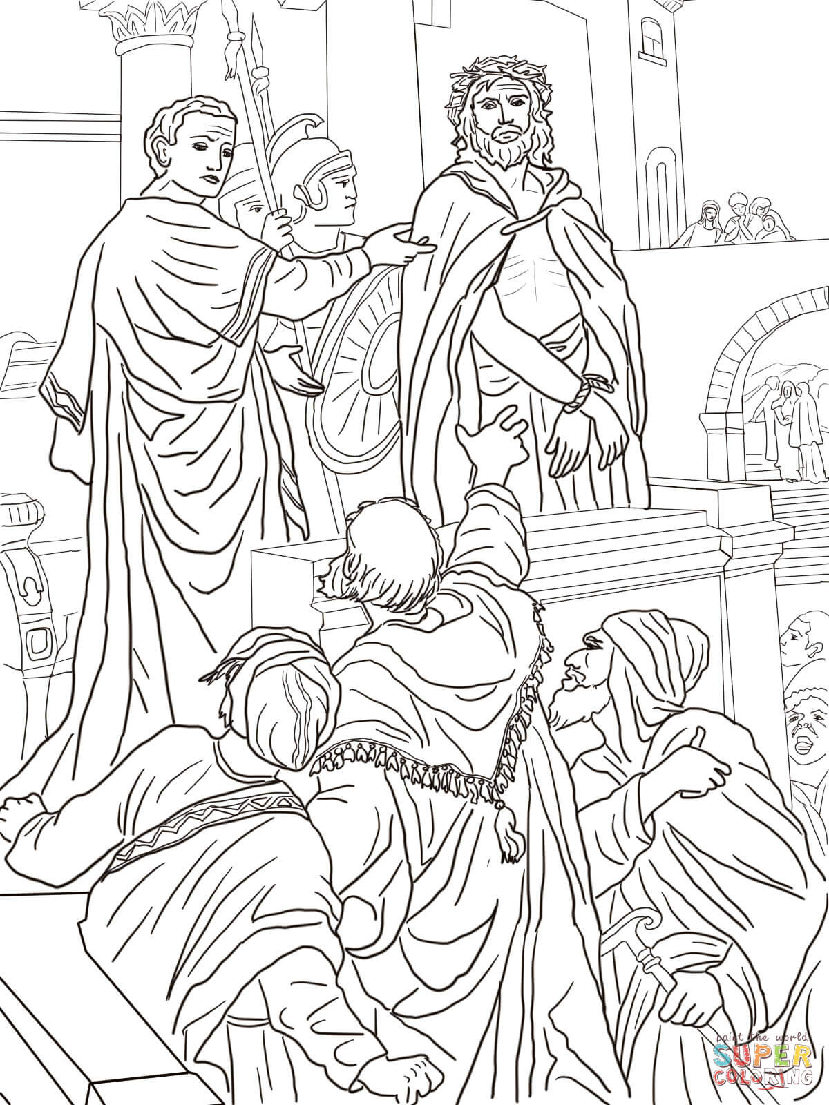 Pontius pilate asks the crowd coloring page free printable coloring pages