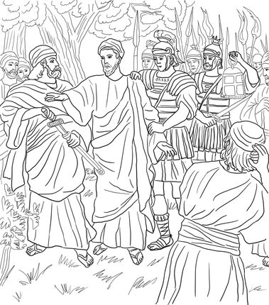 Jesus arrested in the garden of gethsemane coloring page supercoloring jesus coloring pages bible coloring pages bible coloring