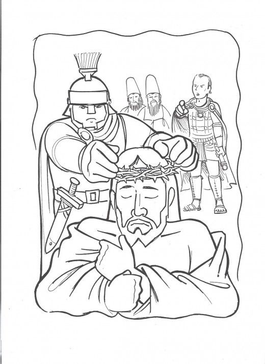 Jesus is crowned with thorns by a roman soldier bible coloring pages jesus coloring pages bible coloring