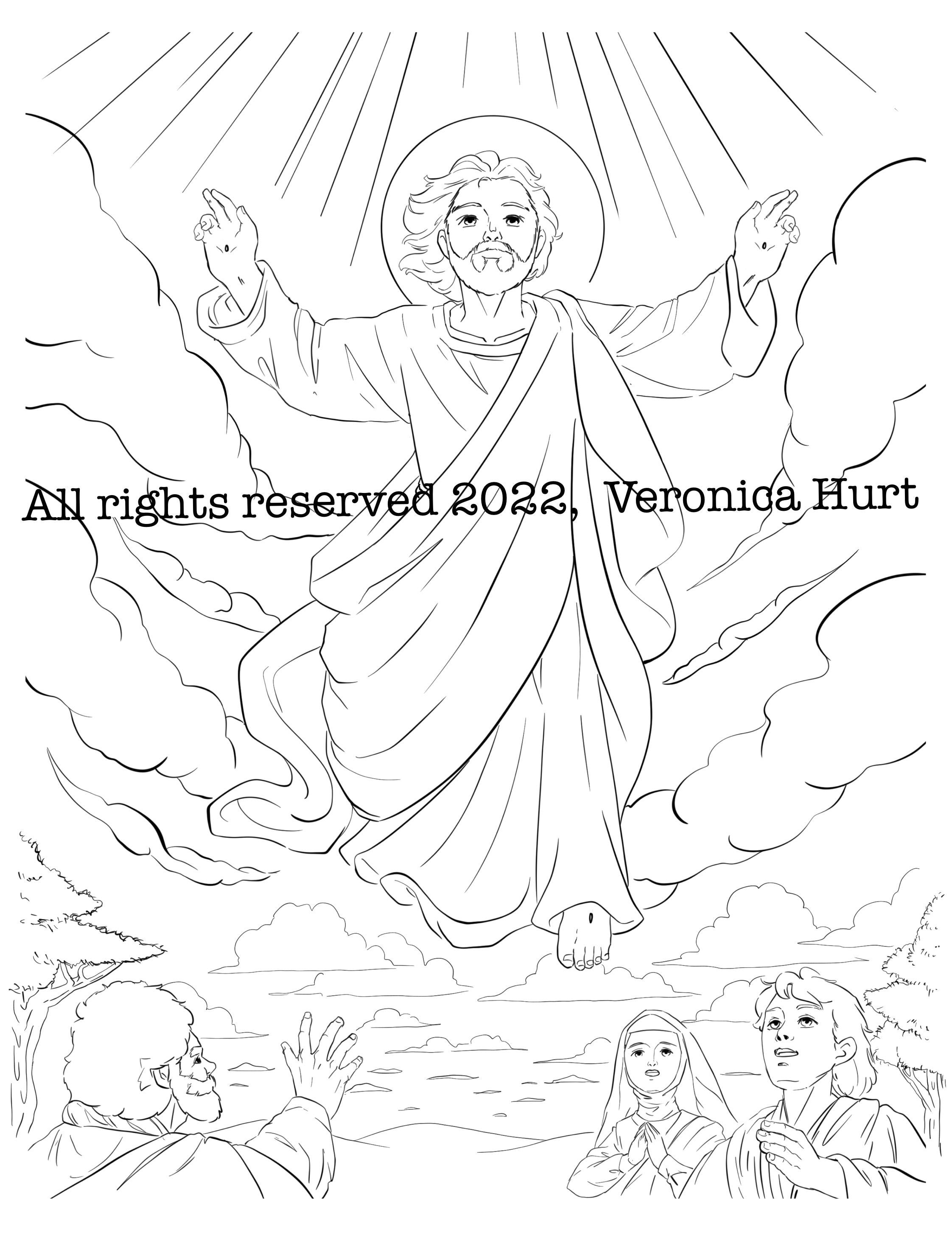 The ascension of jesus coloring page for kids and adults