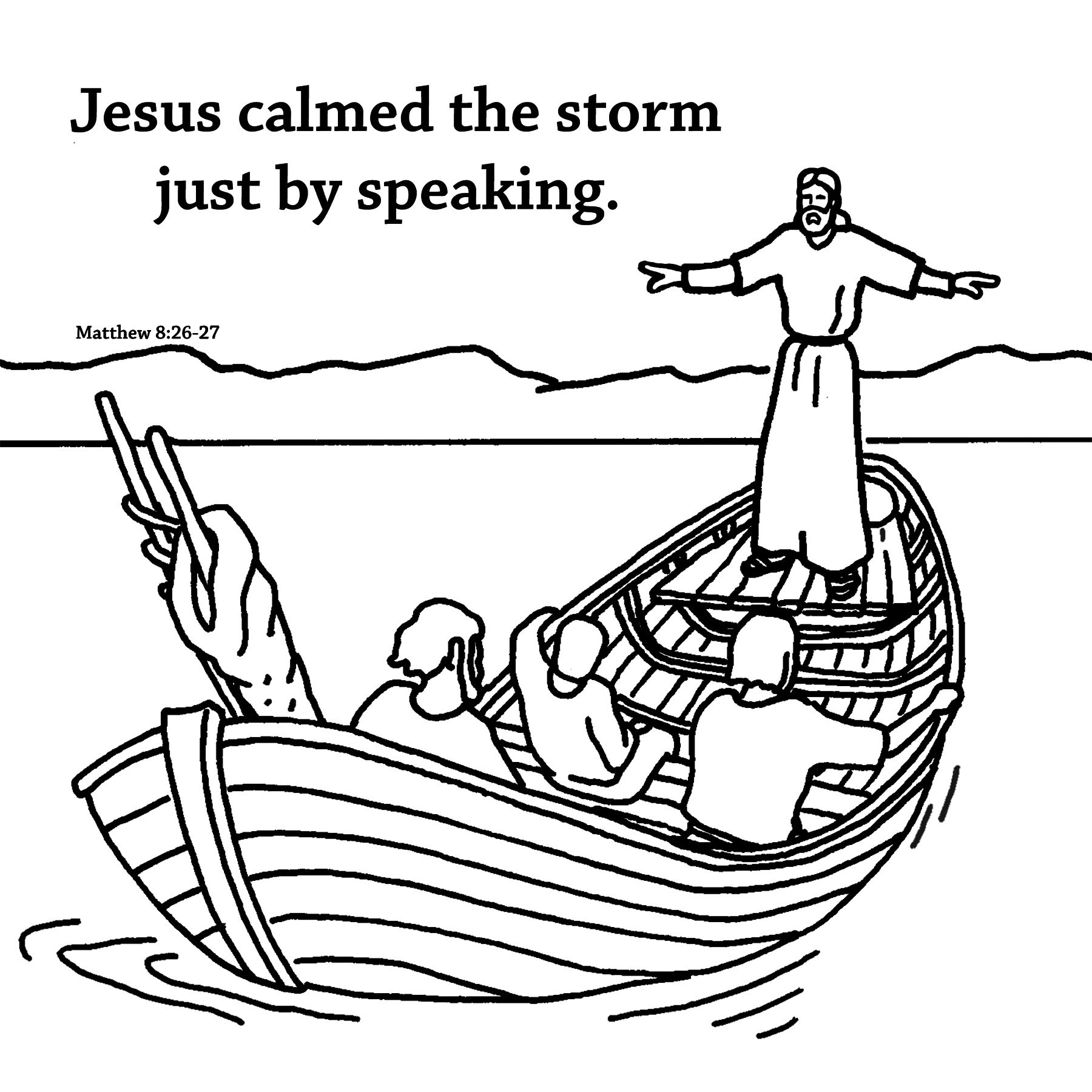 Jesus calms the storm coloring card pk office products