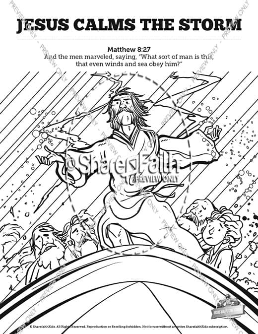 Jesus calms the storm sunday school coloring pages â