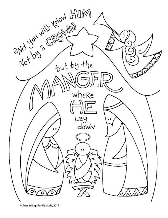 And you will know him baby jesus christmas coloring page kids holiday slugs and bugs printable download pdf