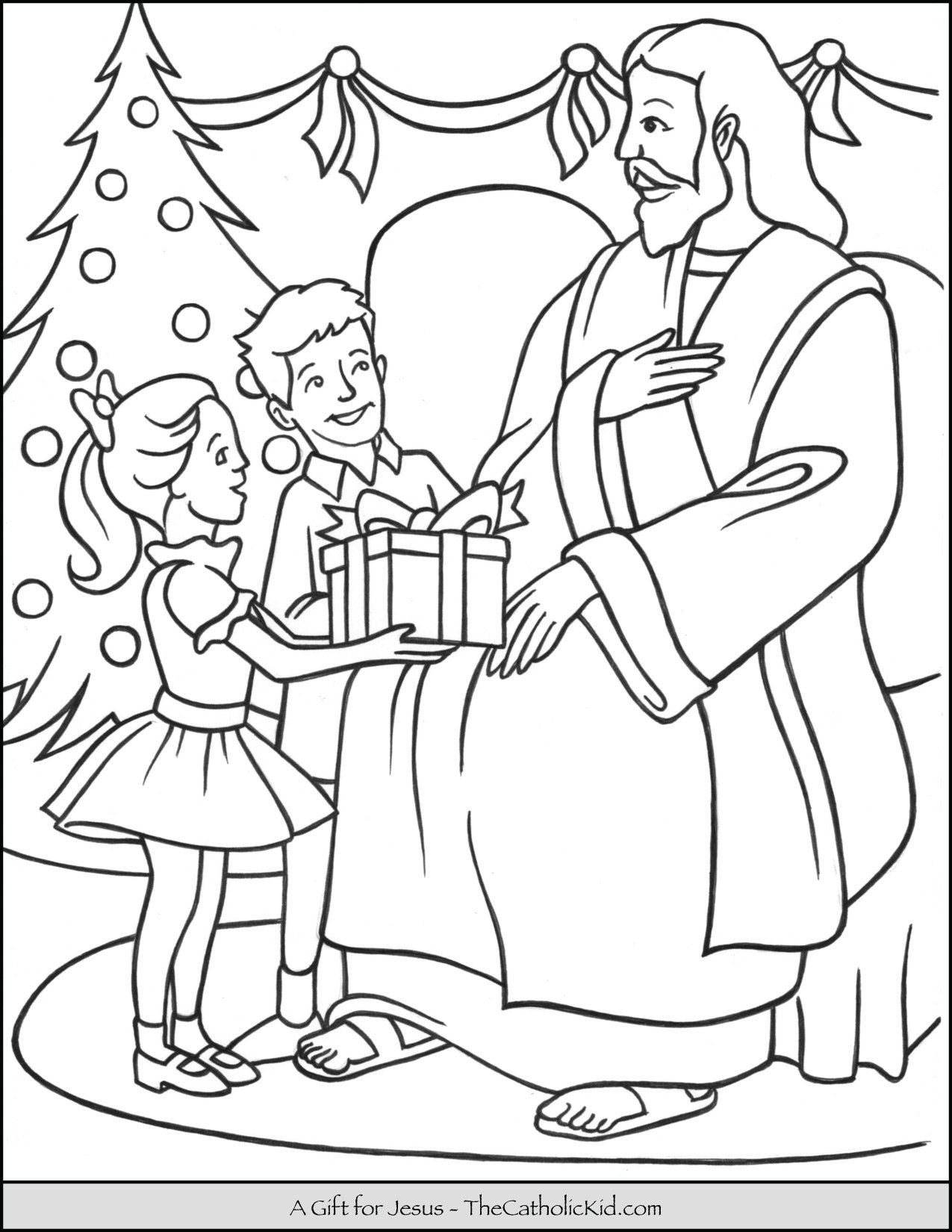 A gift for jesus christmas coloring page