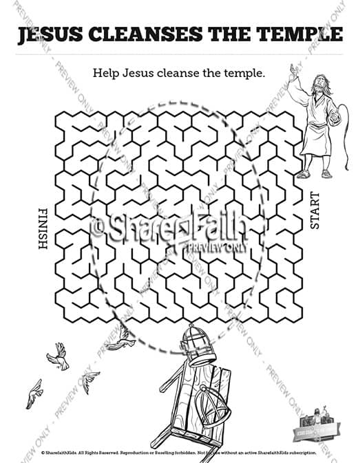 Matthew jesus cleanses the temple bible mazes â
