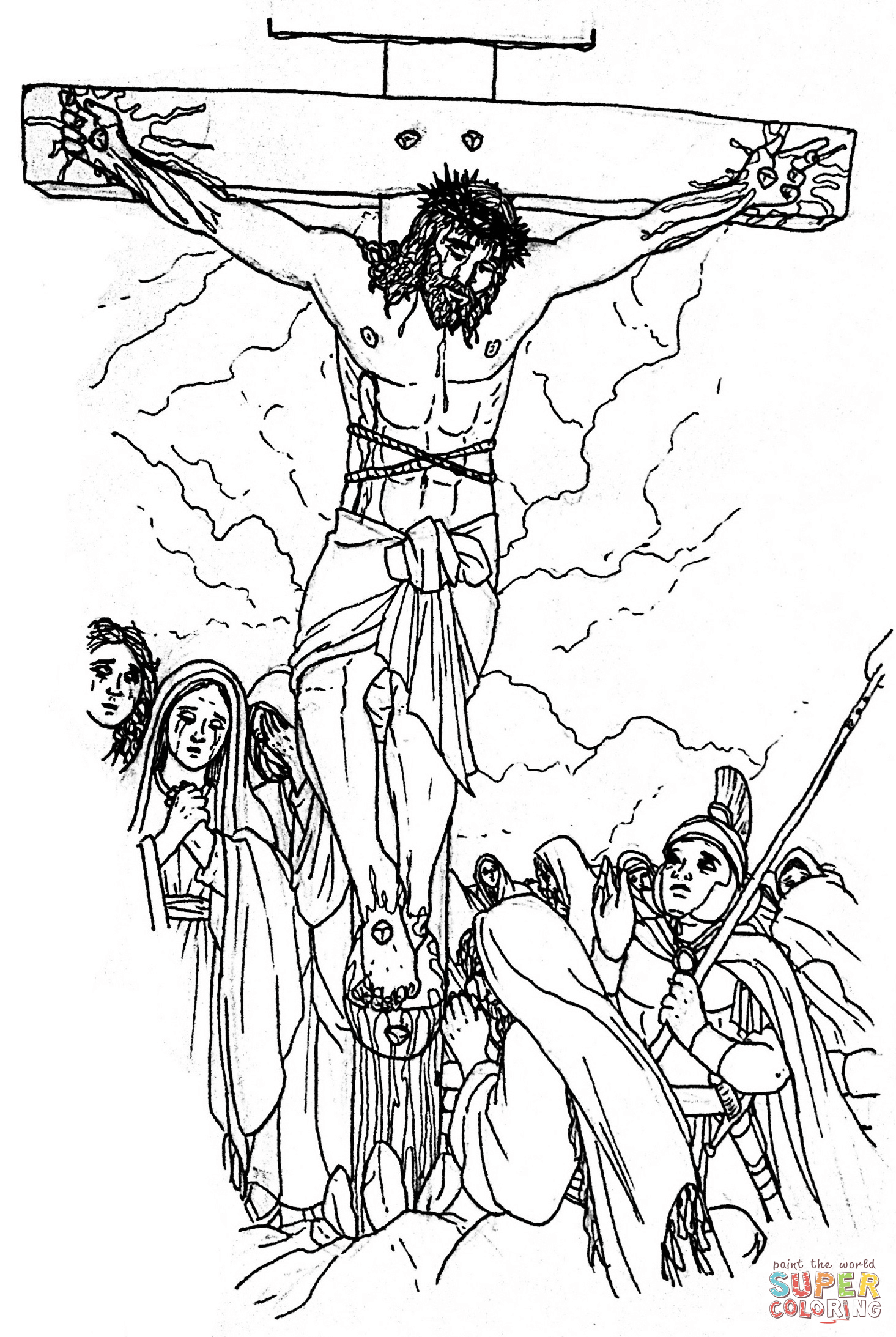 The crucifixion of christ coloring page free printable coloring pages