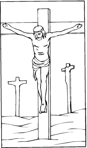 Jesus crucified on the cross coloring page free printable coloring pages