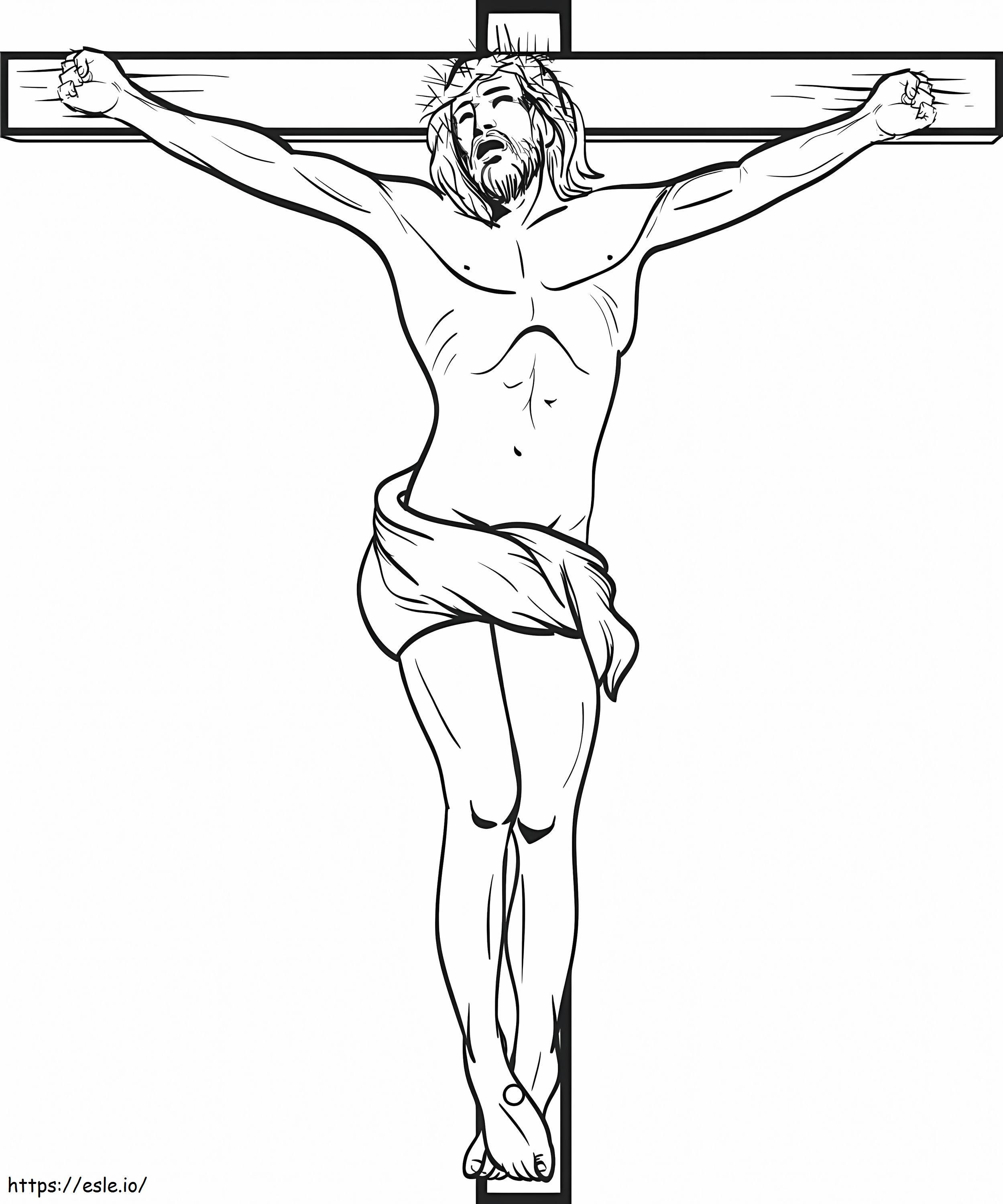 Jesus christ crucified on the cross coloring page