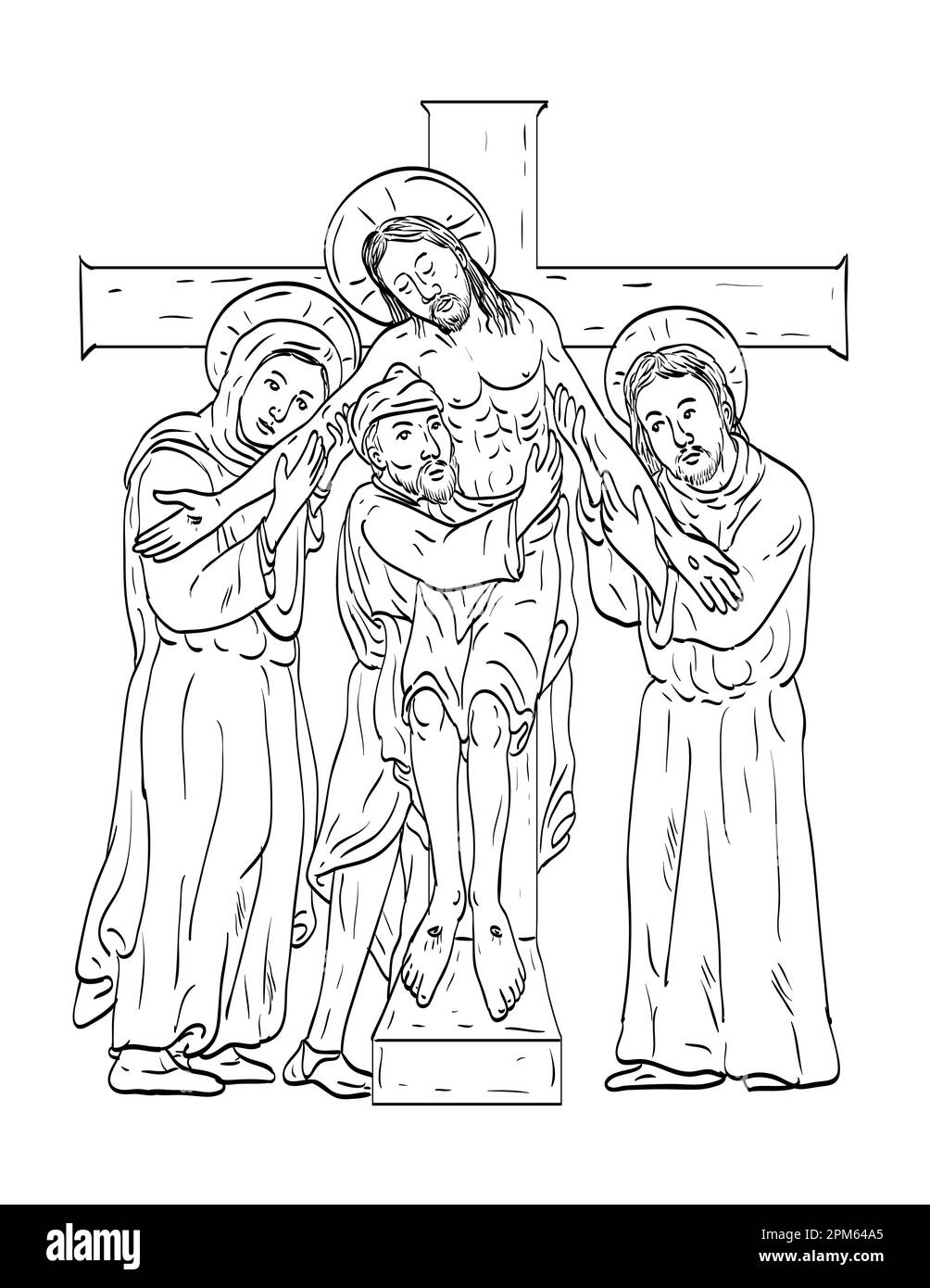 John of the cross drawing cut out stock images pictures