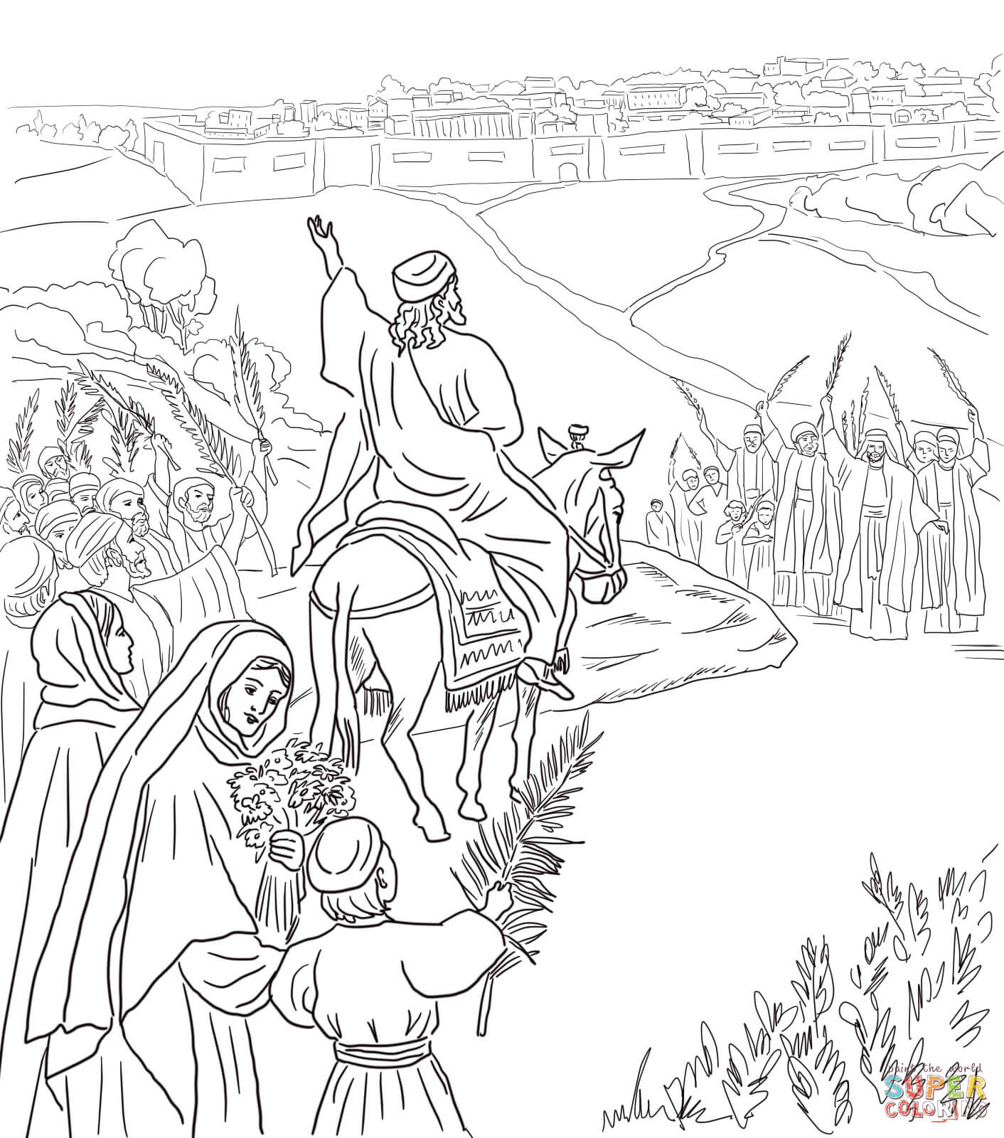 Triumphal entry into jerusalem coloring page free printable coloring pages