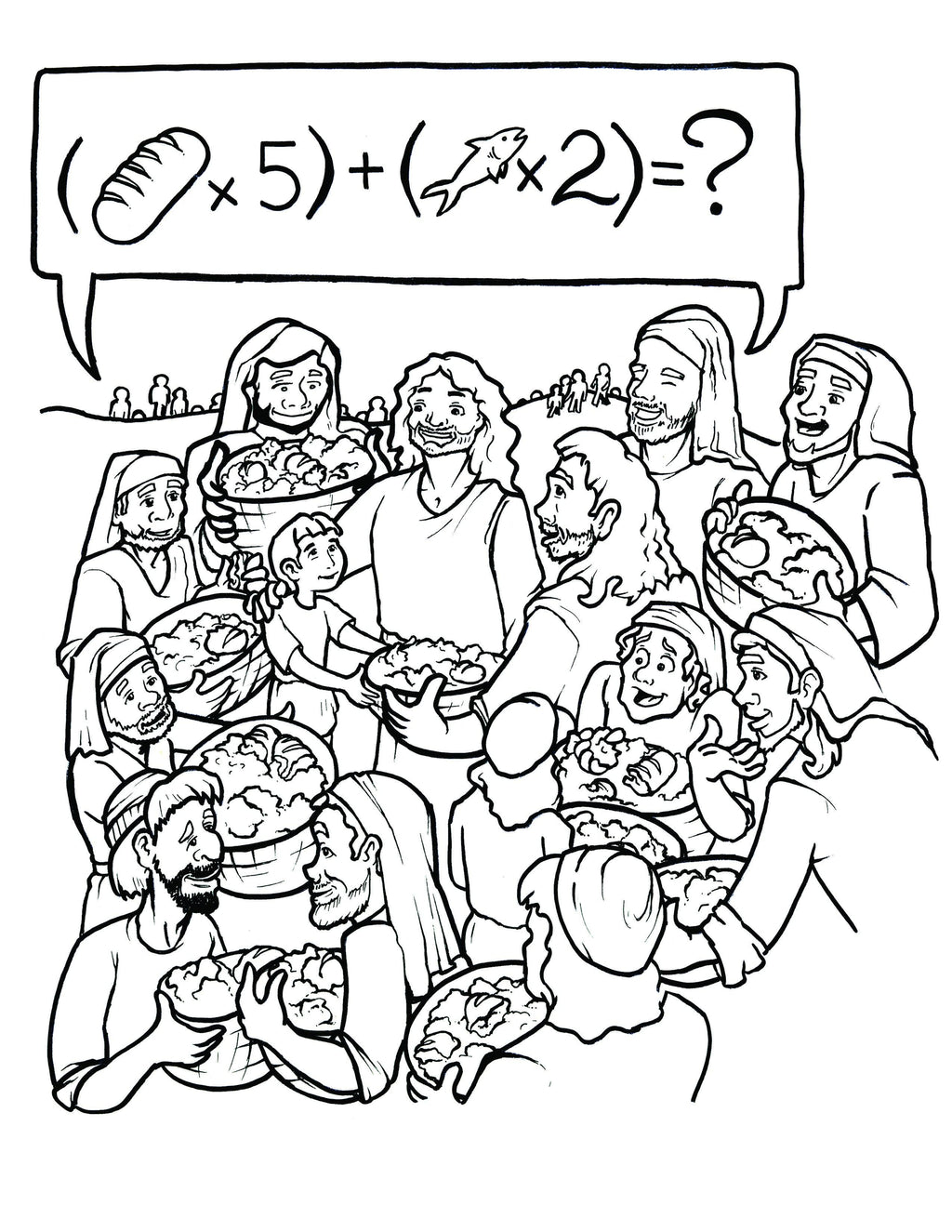 Jesus feeds coloring page