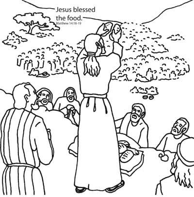 Jesus feeds the five thousand bible coloring card â