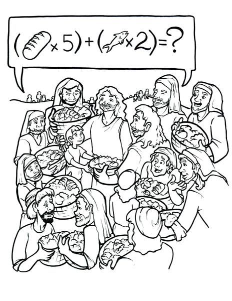 Jesus feeds coloring page jesus coloring pages coloring pages bible coloring pages