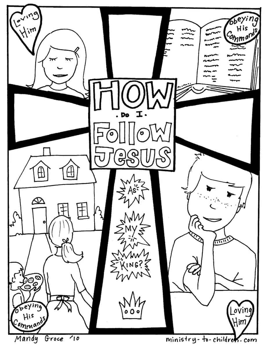 How do i follow jesus gospel coloring page