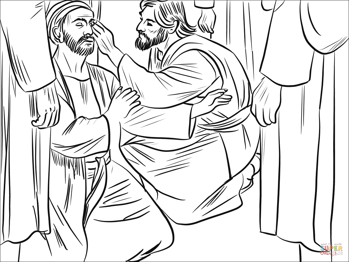 Jesus heals a man born blind coloring page free printable coloring pages