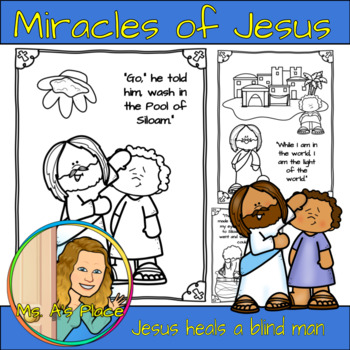 Jesus heals a blind man coloring book by ms a s place tpt