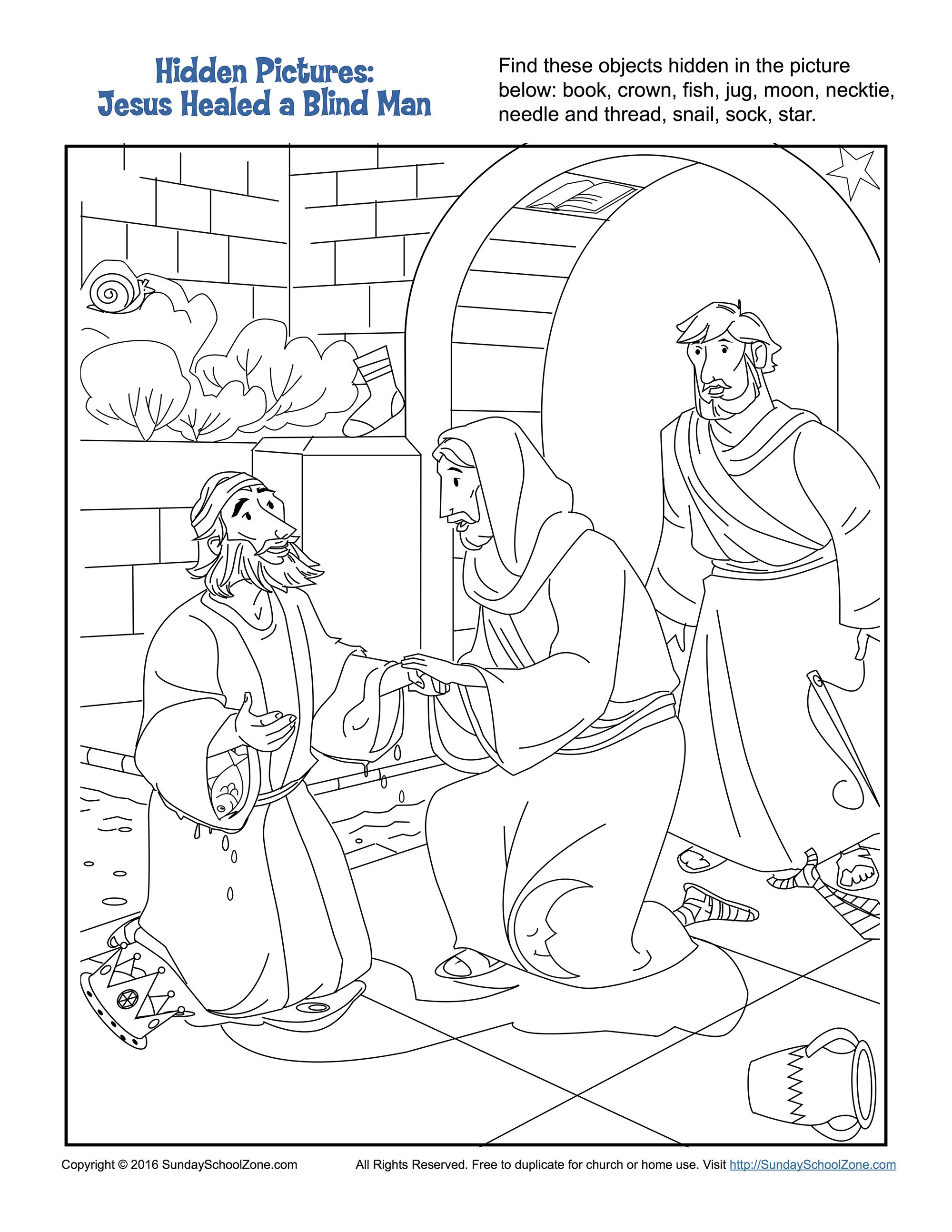 Jesus healed a man born blind hidden pictures jesus heals jesus coloring pages hidden pictures