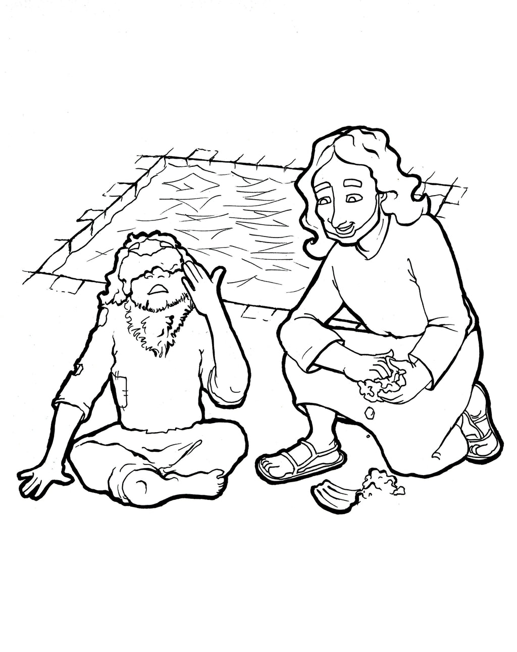 Jesus heals the blind man coloring page