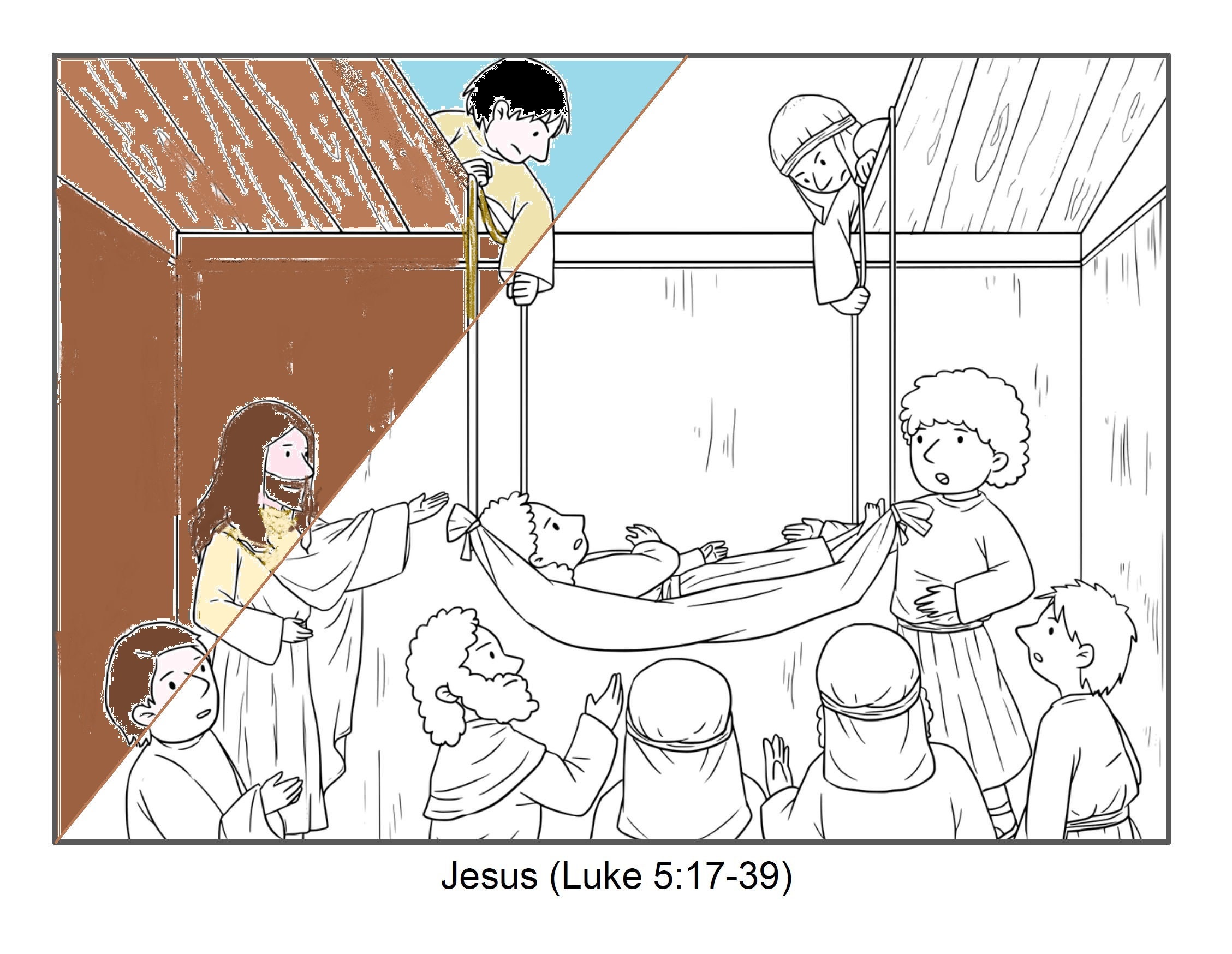 Sunday school bible coloring pages jesus heals paraplegic download now