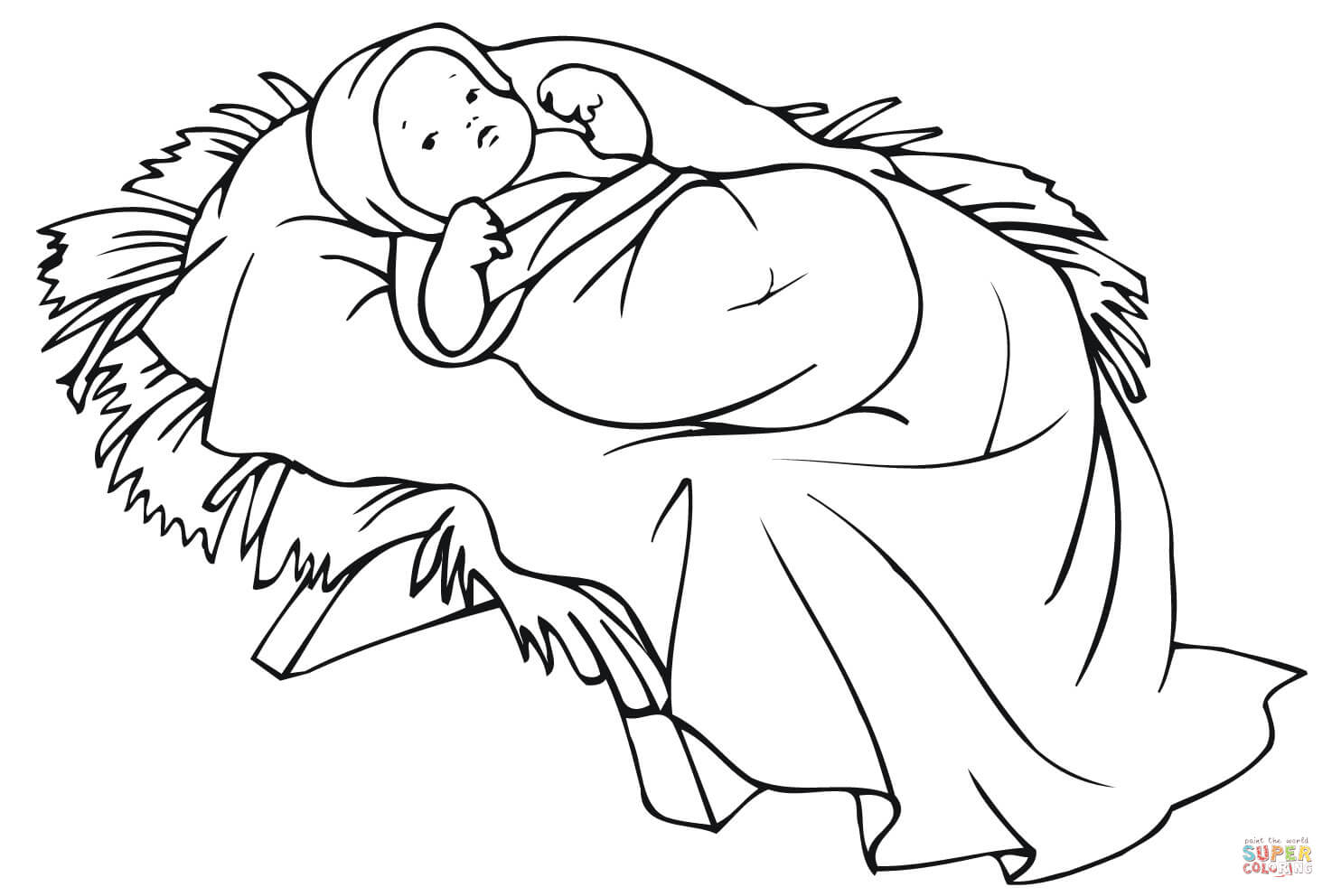 Baby jesus in a manger coloring page free printable coloring pages