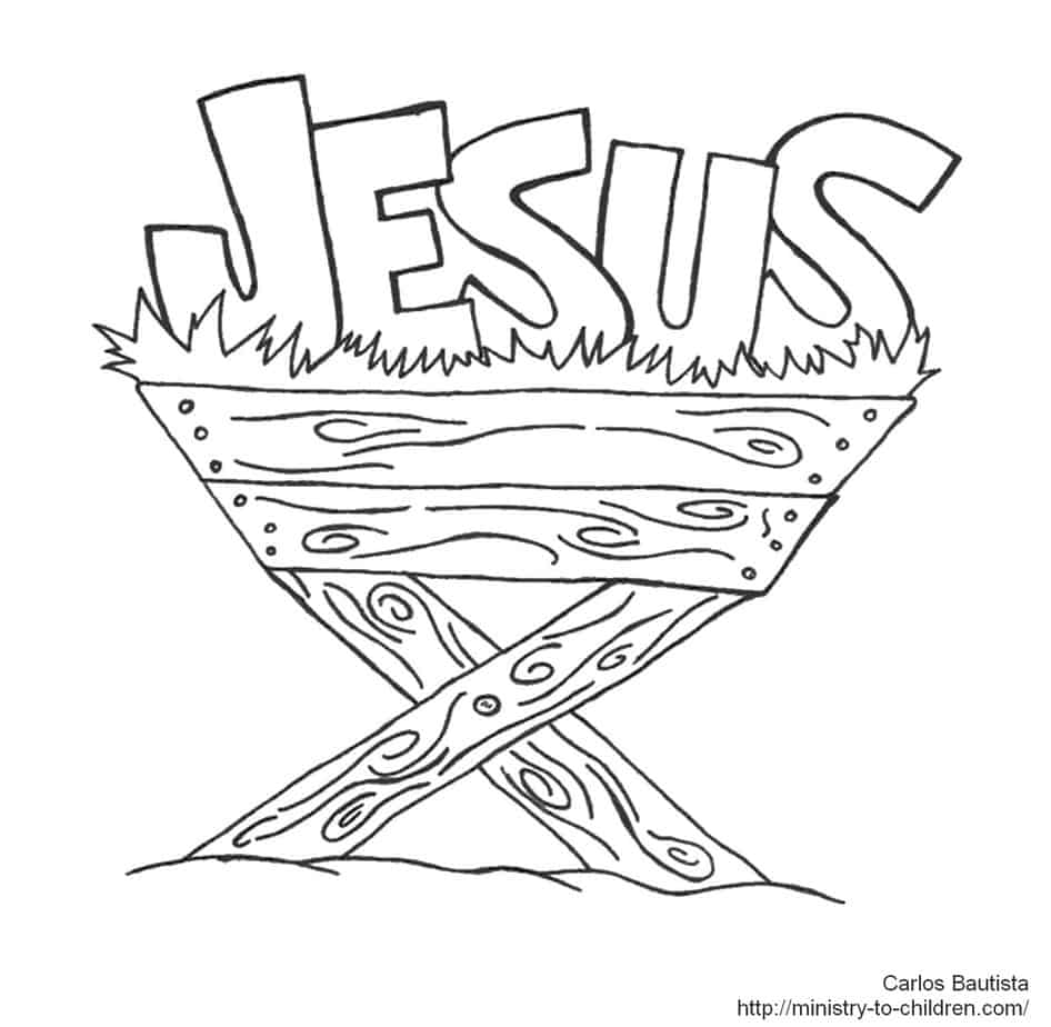 Jesus in manger coloring page