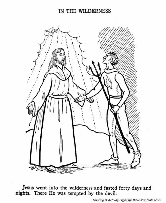 Jesus is tempted in the wilderness bible coloring pages bible coloring jesus coloring pages