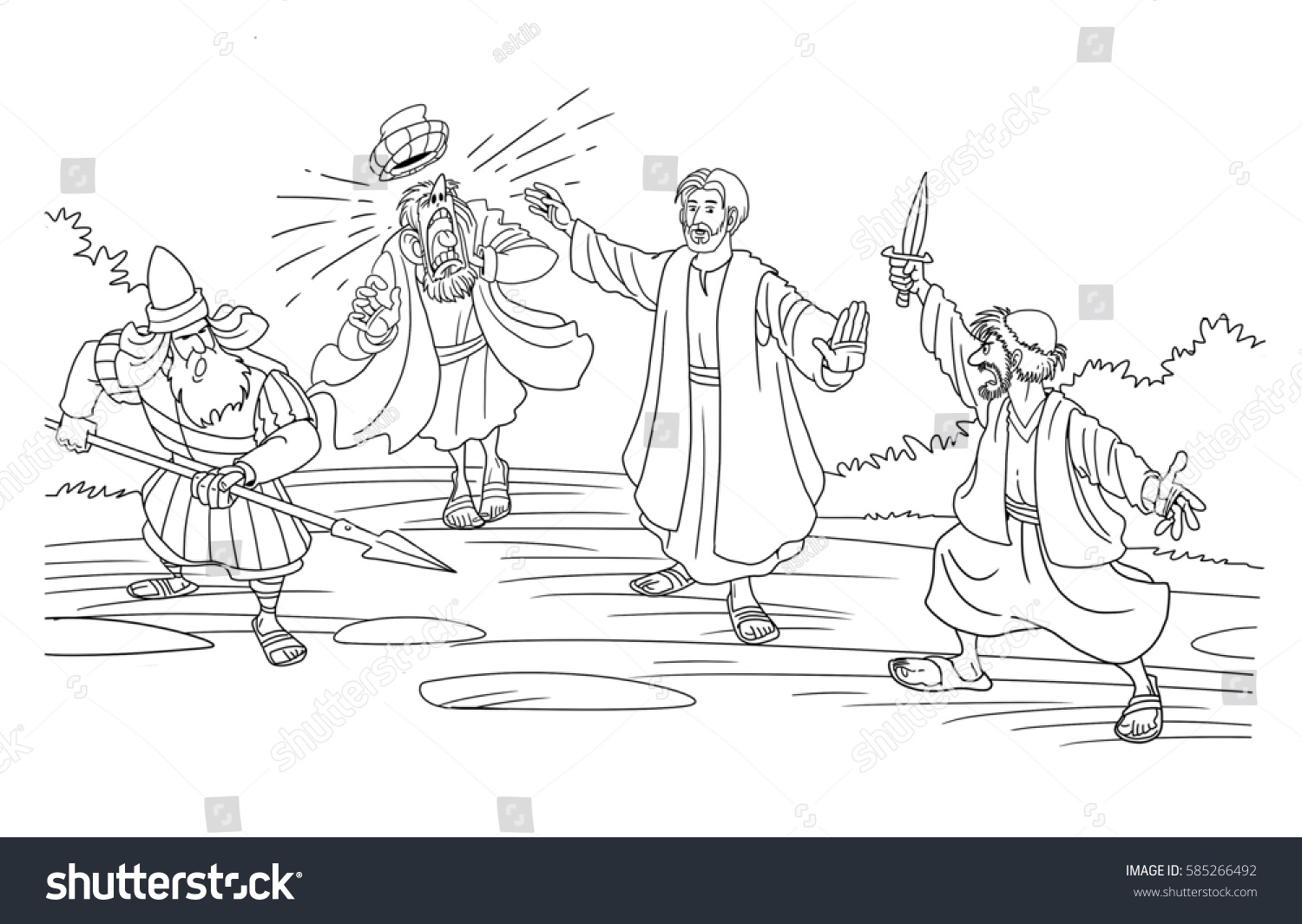 Soldiers arrested jesus garden gethsemane peter stock illustration