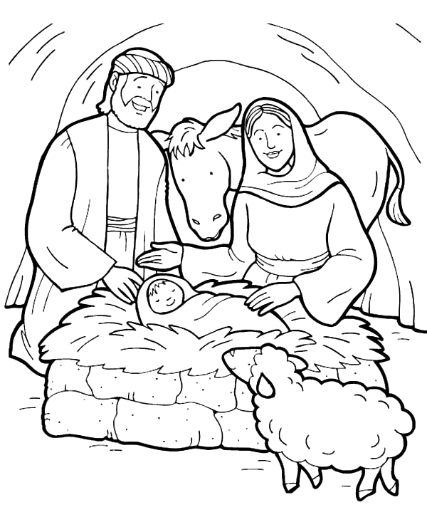 Jesus birth printable coloring sheet