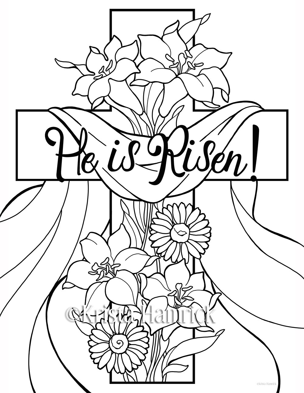 He is risen easter coloring pages for children instant download