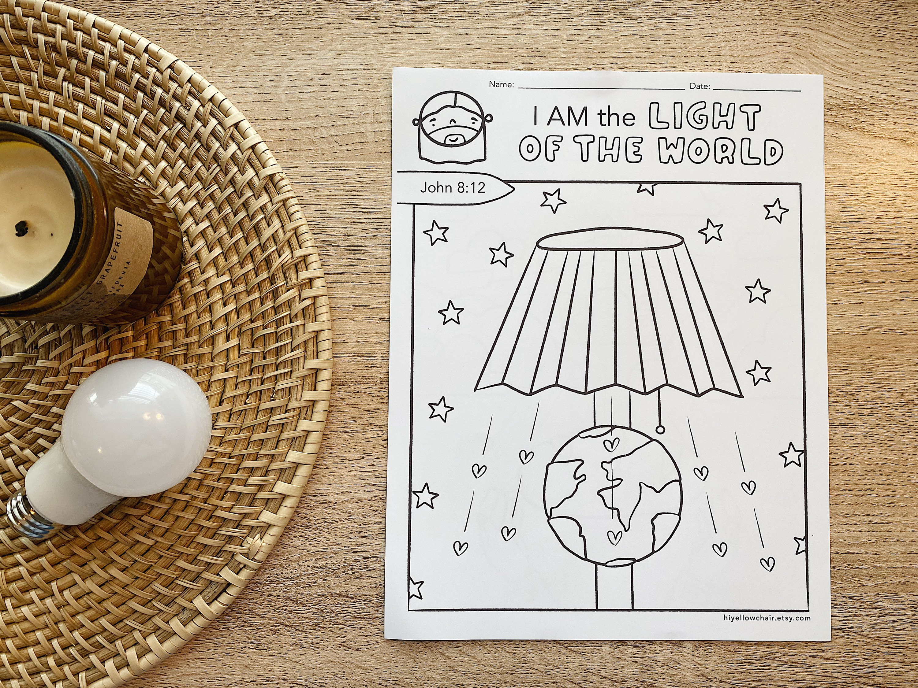 I am the light of the world bible verse coloring sheet printable sunday school all about jesus bible quiet page memory verse download instant download