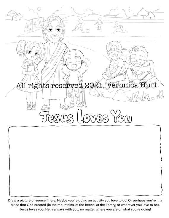 Jesus loves me coloring page activity for kids