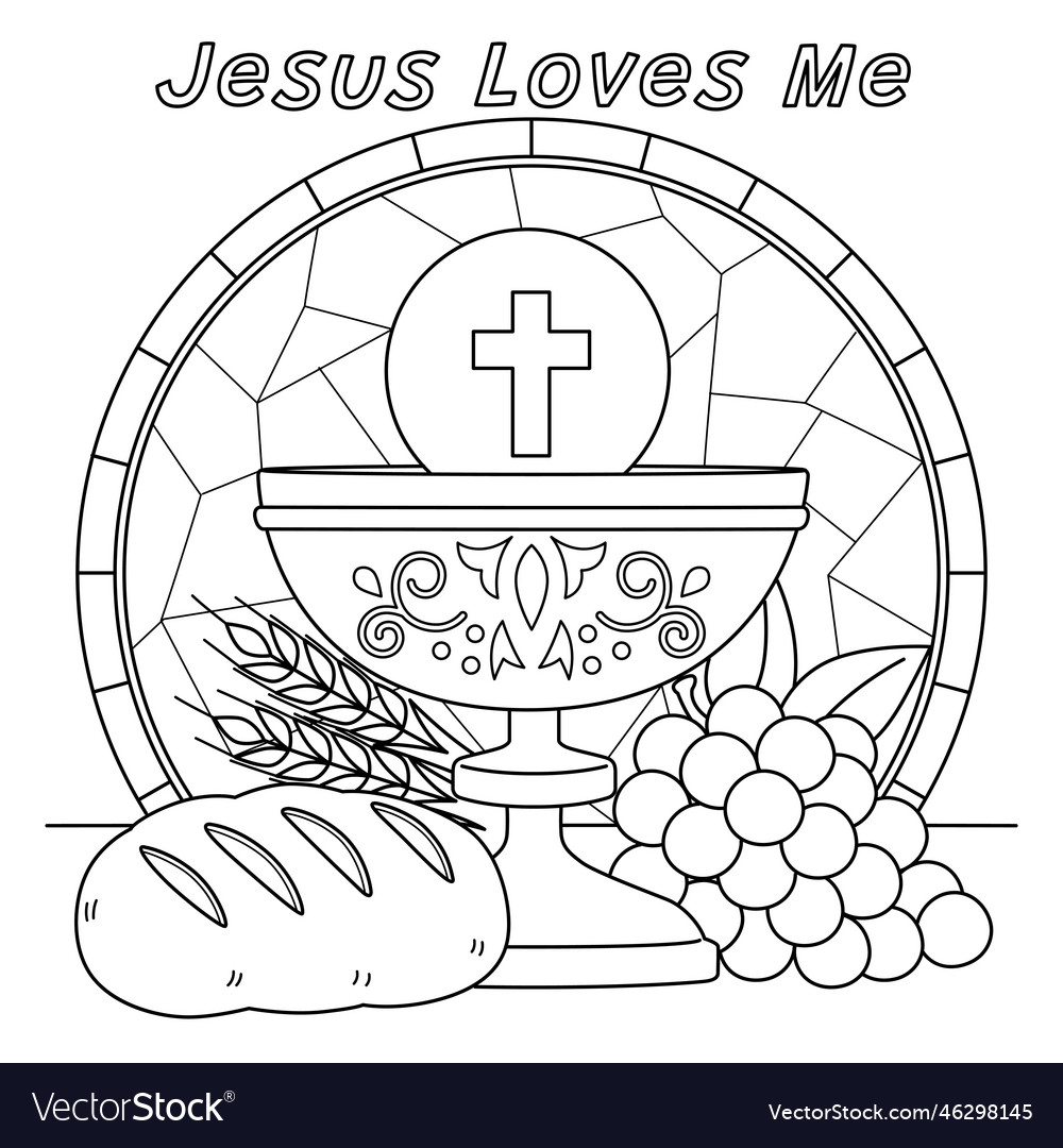 Christian jesus loves me coloring page for kids vector image