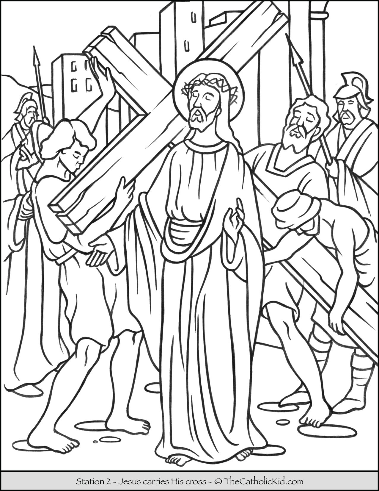 Stations of the cross catholic coloring pages for kids