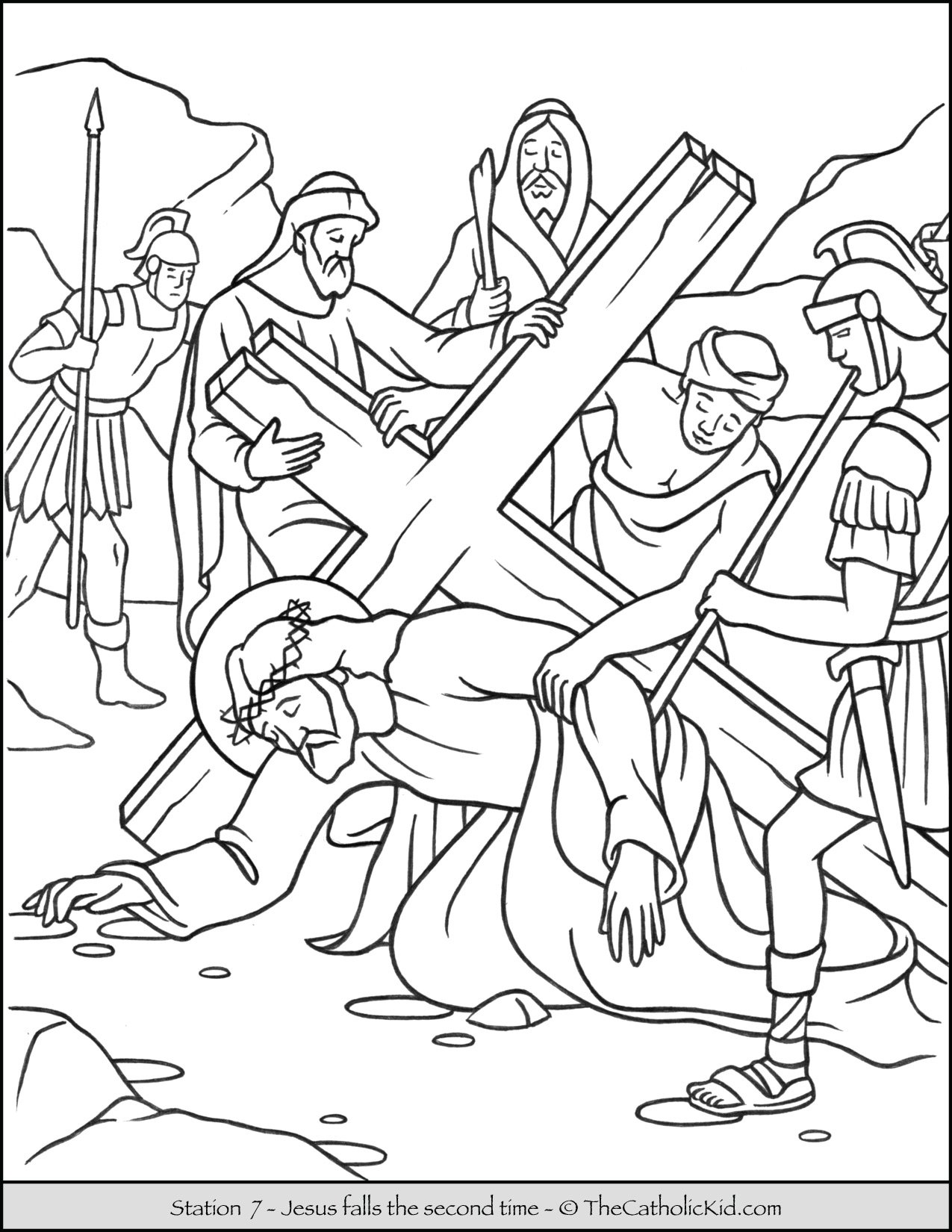 Stations of the cross catholic coloring pages for kids