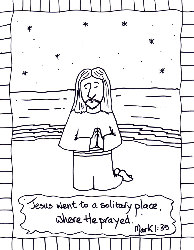 Ordybgospel jesus praying coloring sheet john