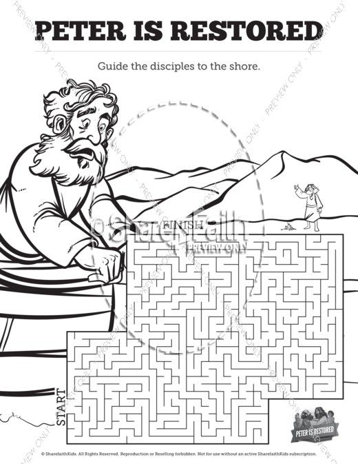 John peter is restored bible mazes bible lessons for kids bible for kids sunday school coloring pages