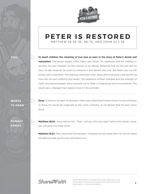 John peter is restored sunday school coloring pages clover media