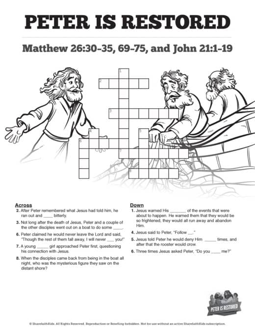 John peter is restored sunday school coloring pages â