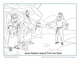 Free jesus raised lazarus coloring page on sunday school zone