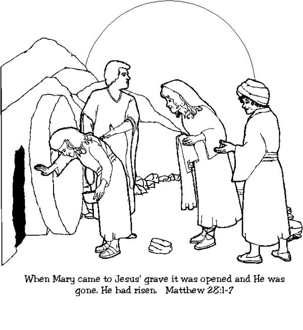 Jesus resurrection in matthew coloring page