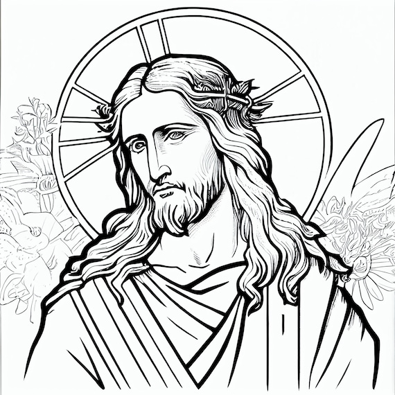 Unique jesus christ art coloring pages for kids and adults instant download and print for personal artistic enjoyment print paint